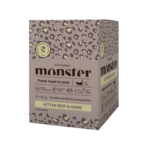 Monster Cat Pouches Kitten Beef/ Game 85 g (8-pack)