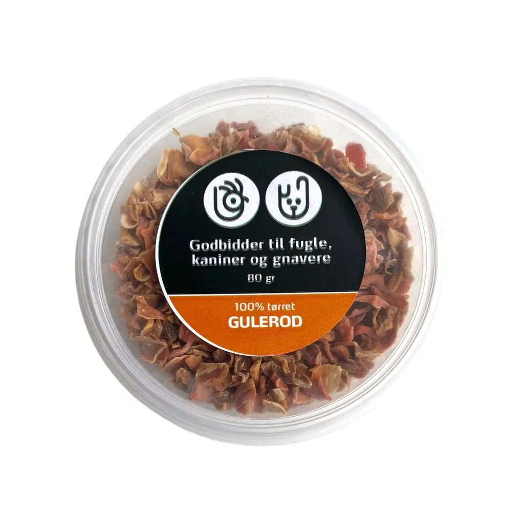 Snacks til fugler og smådyr, gulrot 80g,