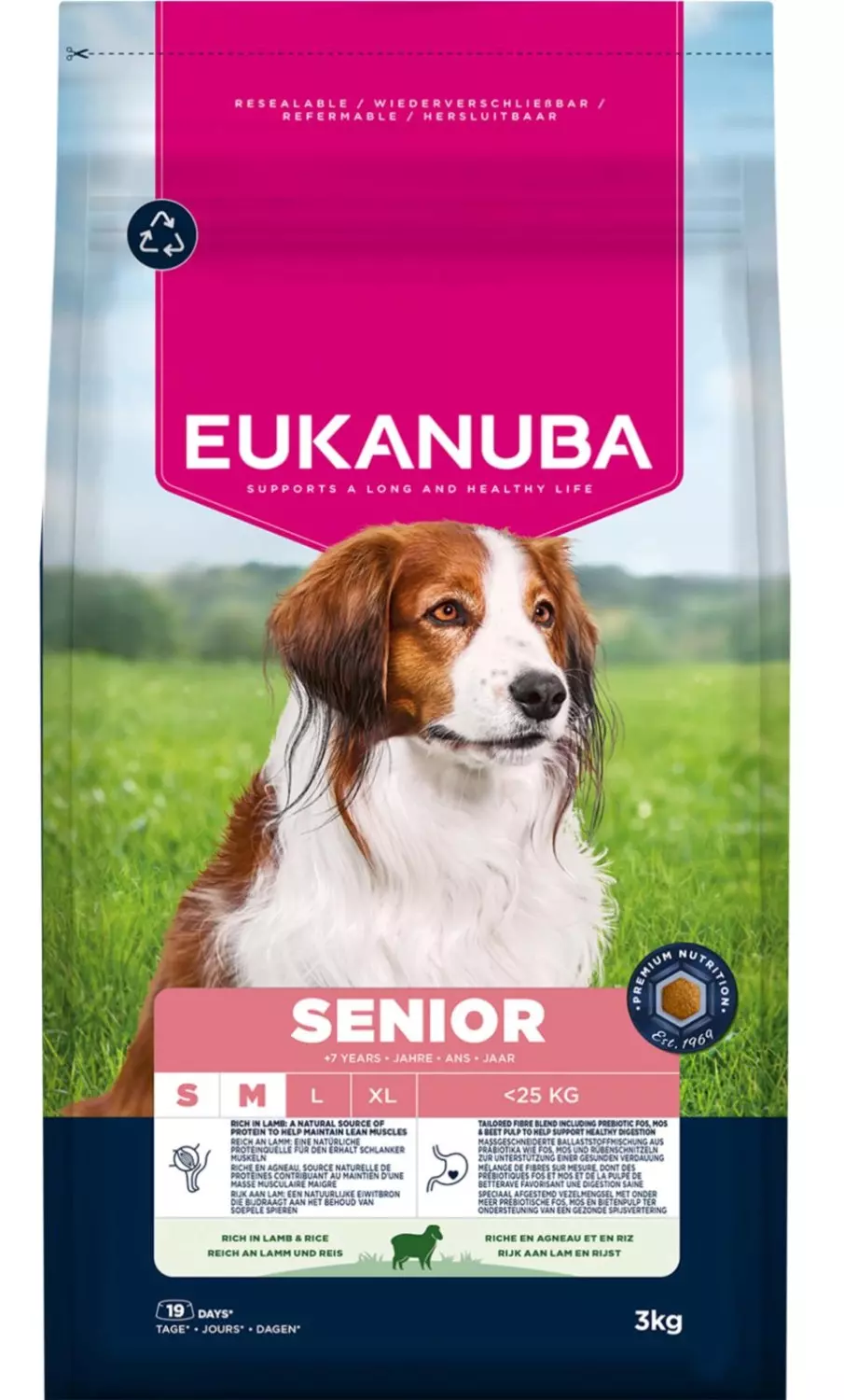 EUKANUBA Senior Small/medium Breed Lam & Ris 3 kg