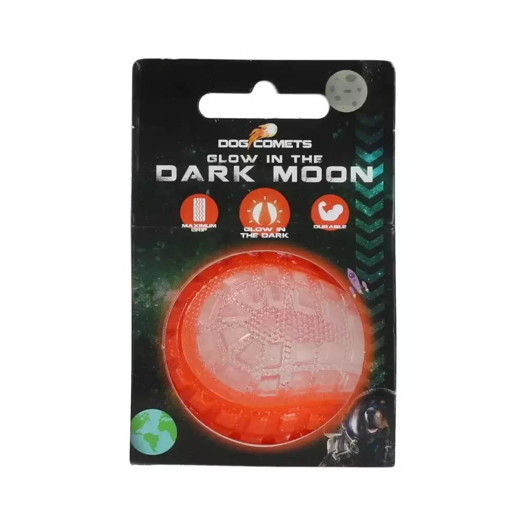 Hundeleke Dog Comets Glow In The Dark Moon Ball S Orange 5 cm