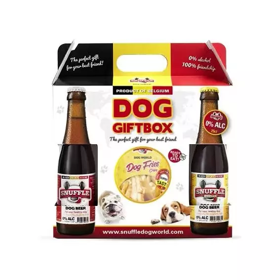 Hundeøl og chips gaveeske, 2 Ølflasker 25cl & 1 Chips 40g