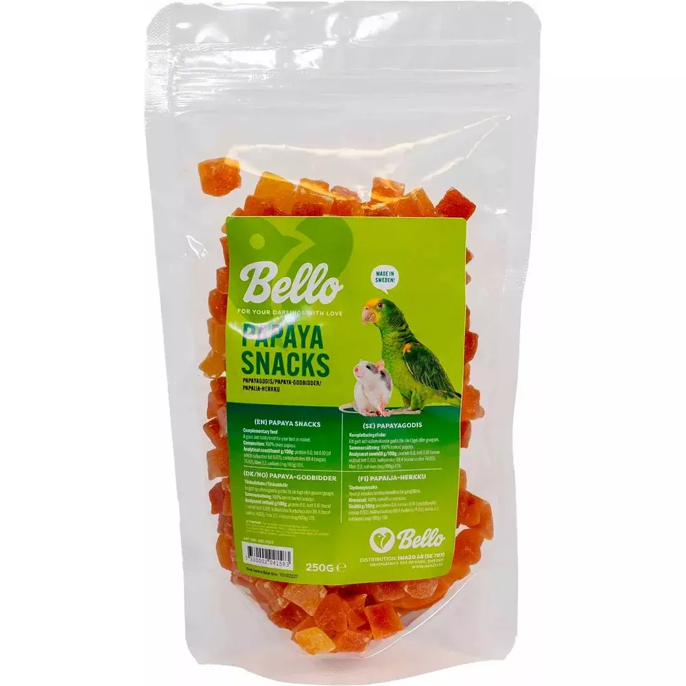 Bello Papaya Snacks 250g for smådyr og fugler