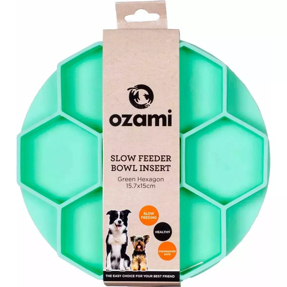 Ozami Slow Feeder Bowl Insert Green Hexagon 15,7x15cm