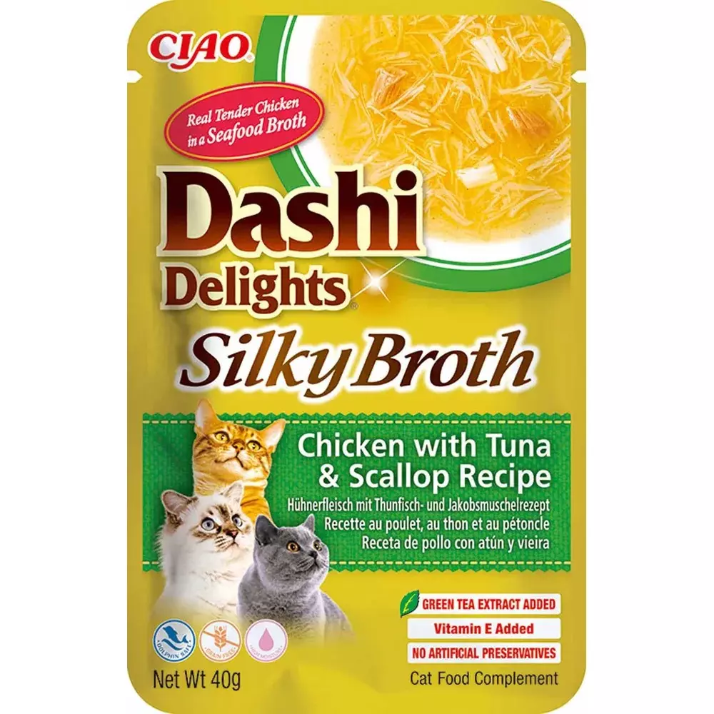 Churu Cat Dashi Delights Silky Broth Chicken/Tuna/Scallop 50g