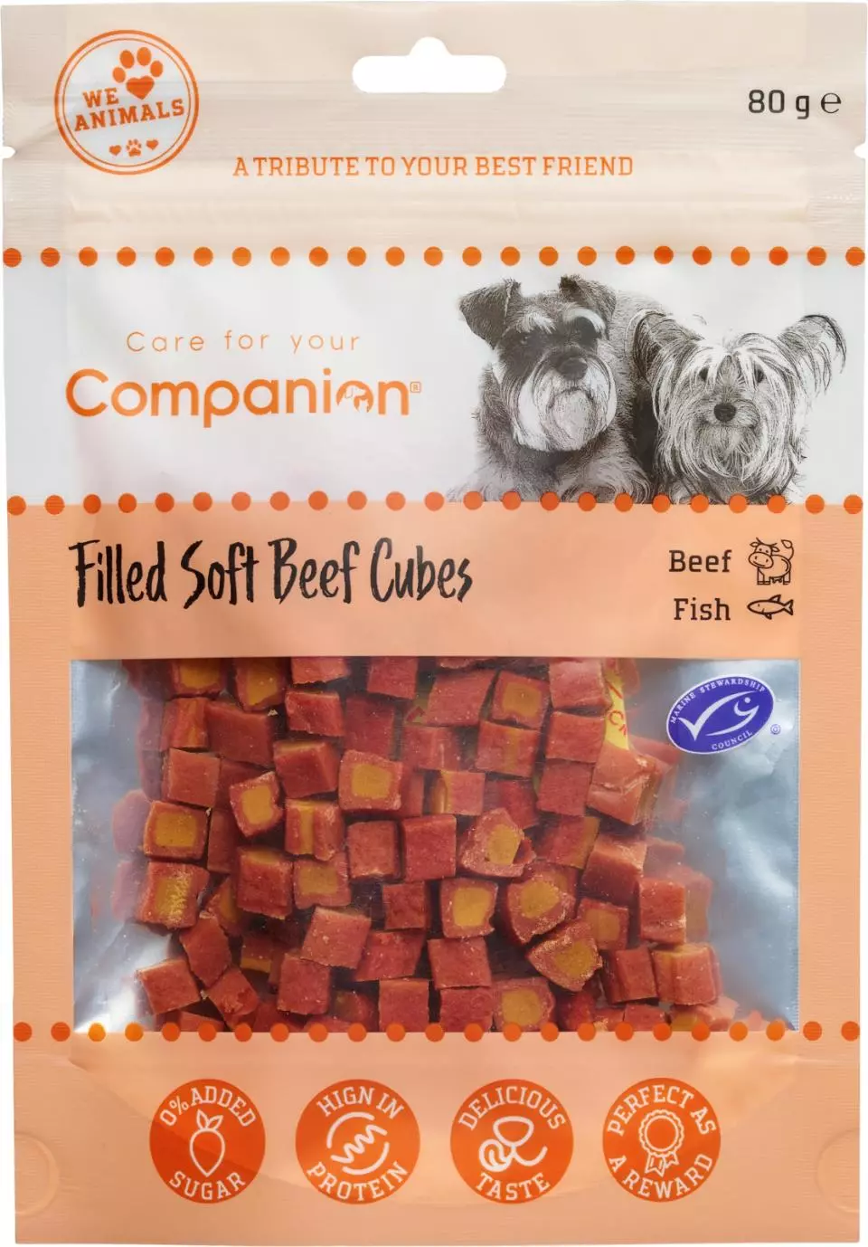 Companion Soft beef cubes, biff fylt med laks og torsk