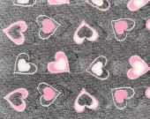 VetBed Nonslip Grå med Rosa & Hvite Hjerter 100x150cm