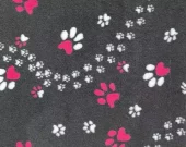 VetBed Nonslip Slynge Mørkegrå med Rosa & Hvite Poter 100x150cm
