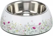 Hundeskål Rustfritt Stål/Plast 0,45L Ø18cm "Blomster"