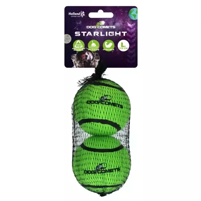Dog Comets Starlight Tennis Ball L Green (2-pack)
