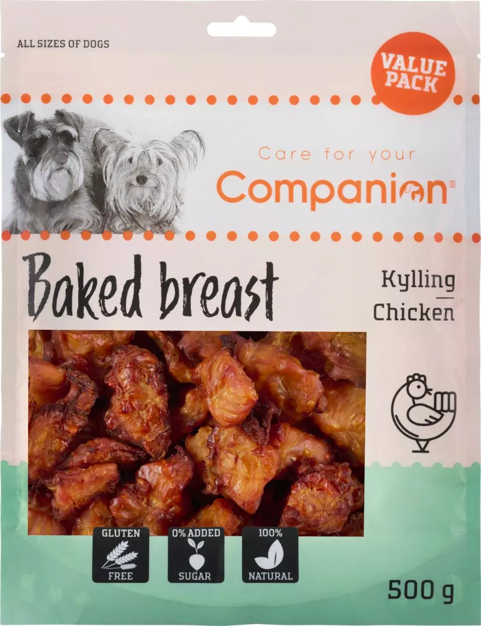 Companion Baked breast (kylling) - Value Pack 500g