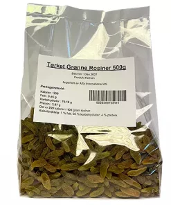 Tørket Grønne Rosiner 500g x 20