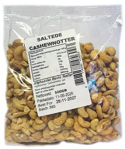 Afghan Saltede Cashewnøtter 500g x 20