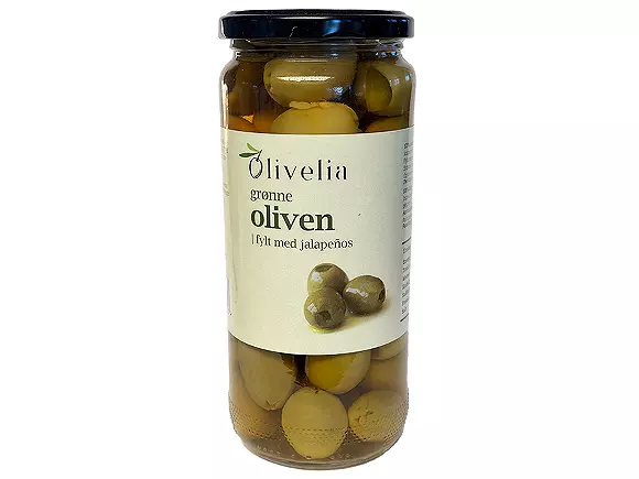 Oliven Grønne fylt med jalapenos Olivelia 500g x 6