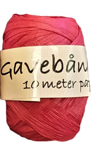 Gavebånd Raffia 10m papir rød