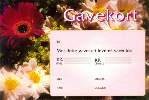 Gavekort, enkelt m/konvolutt