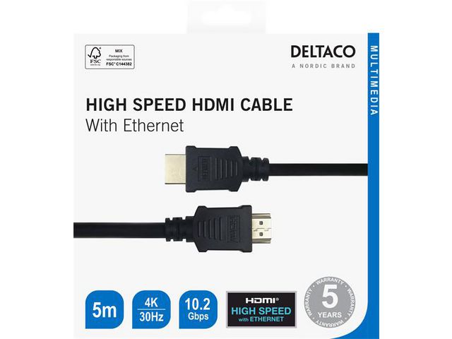 HDMI-kabel 4K 5m Deltaco