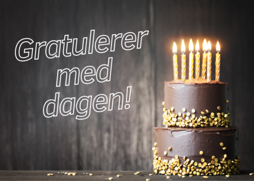 Kort A6 - Gratulerer - Kake gull