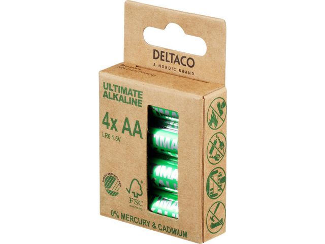 Batteri Deltaco Alkaline AA 4pk