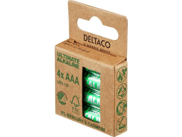 Batteri Deltaco Alkaline AAA 4pk
