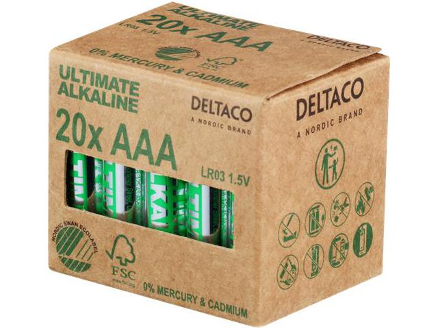 Batteri Deltaco Alkaline AAA 20pk