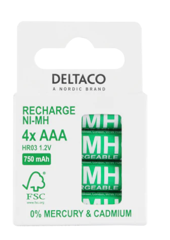 Deltaco oppladbare batterier AAA