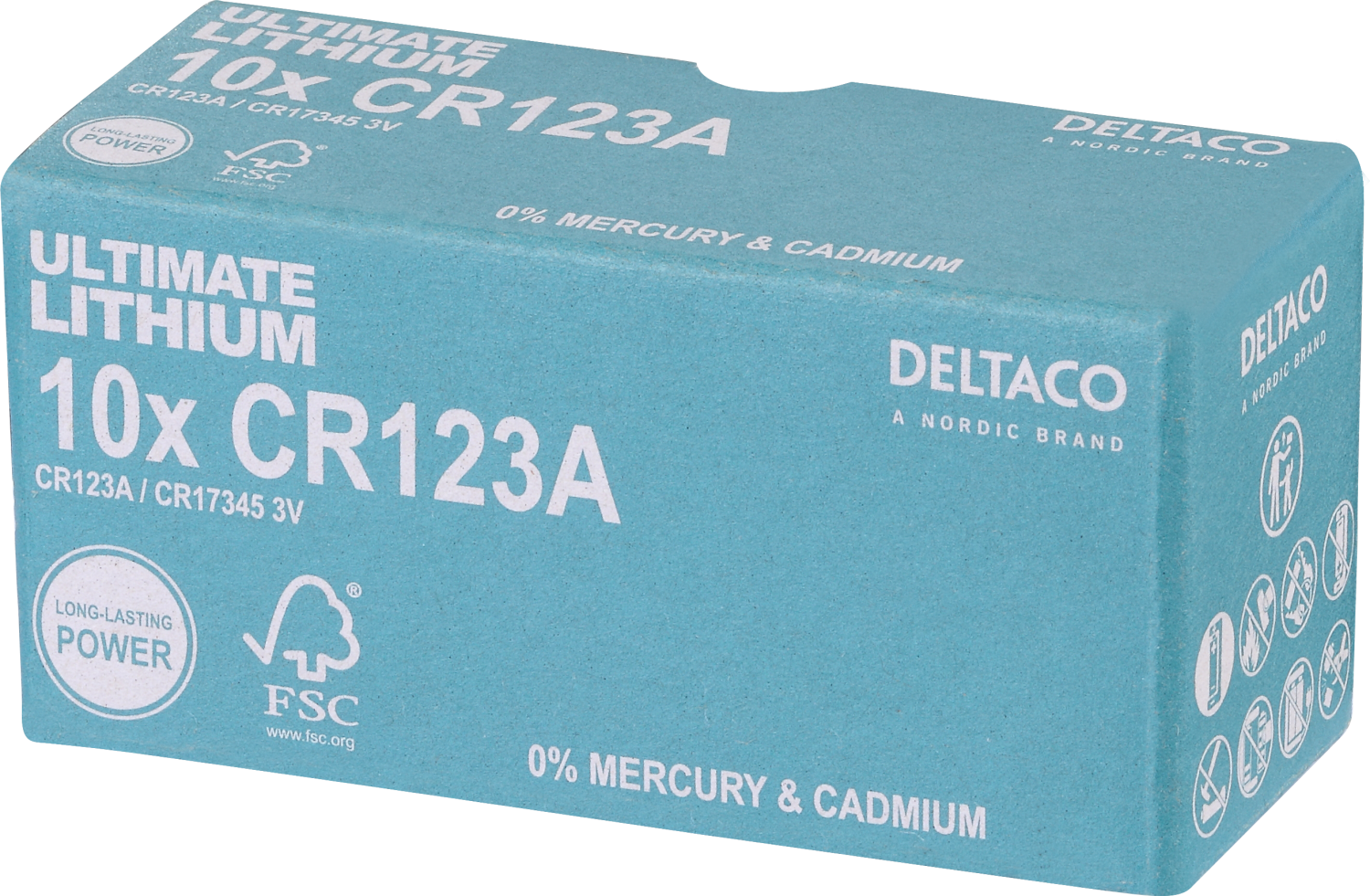 Batteri CR 123A Deltaco 10pk