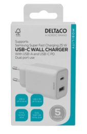 Deltaco vegglager USB-A & USB-C