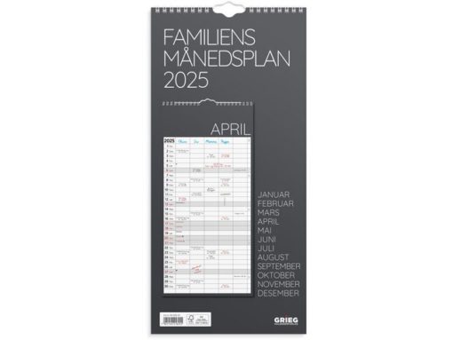 Veggkalender Familiens månedsplan - 2025