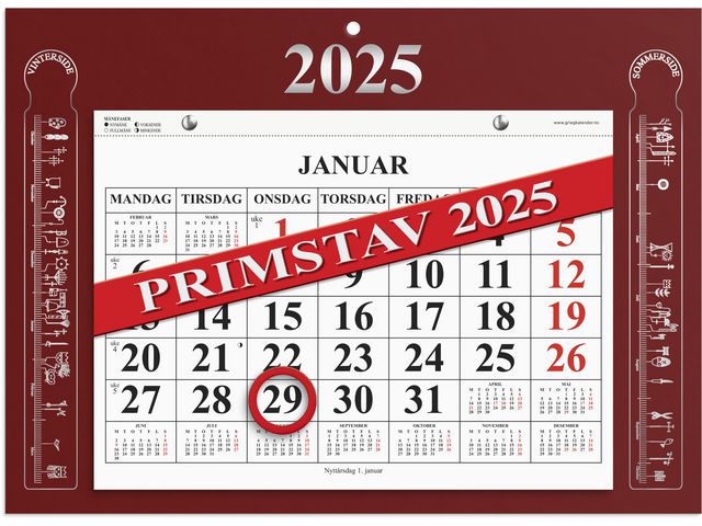 Magnetkalender Primstav Rød - 2025