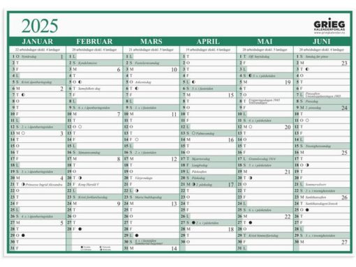 Platekalender enkel A4 - 2025
