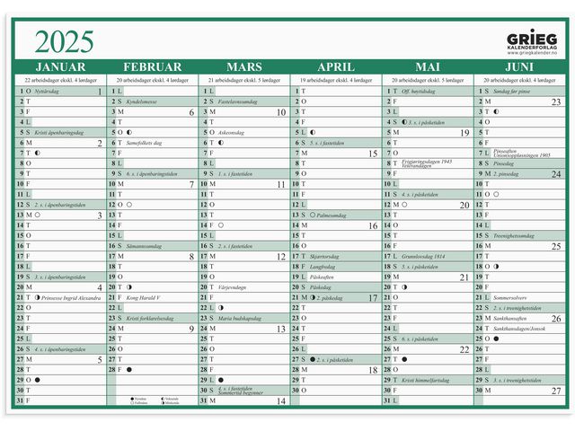 Platekalender enkel A4 - 2025