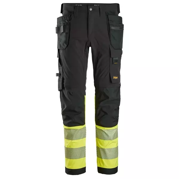 6231 High-Vis, Arbeidsbukse med fireveisstretch og hylsterlommer, Klasse 1