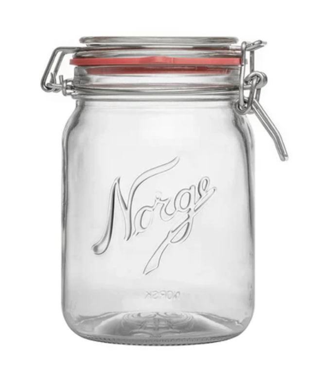 Norgesglasset krukke med hengsler 0,7 ltr