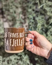 Trend design krus "jeg trives best på fjellet"