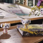 Eva telysestaker 2pk gul/lavendel