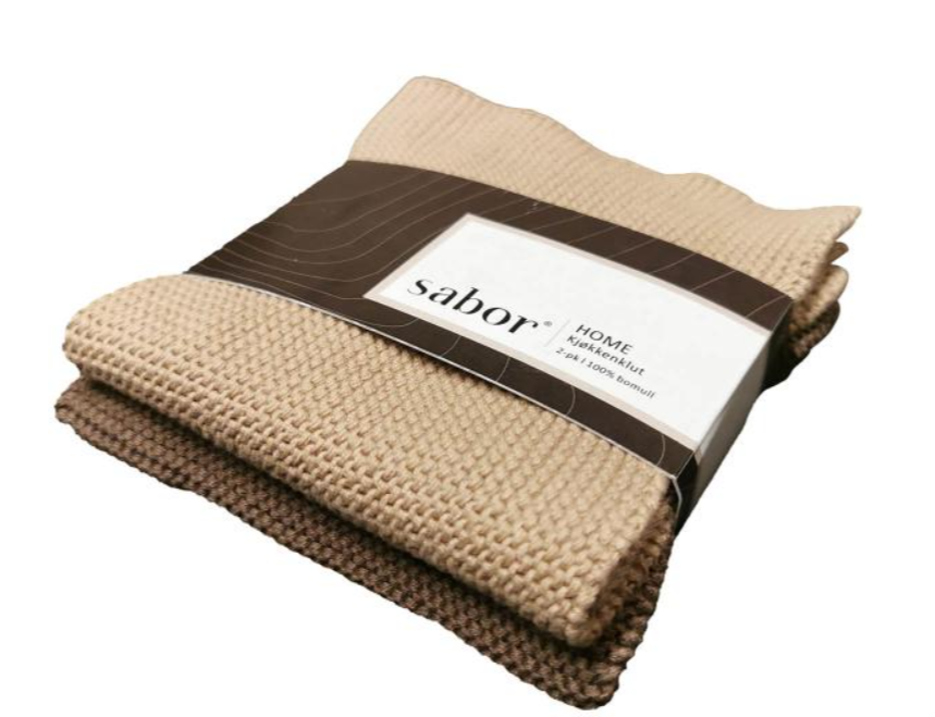 Sabor home kjøkkenklut 2-pk beige/brun