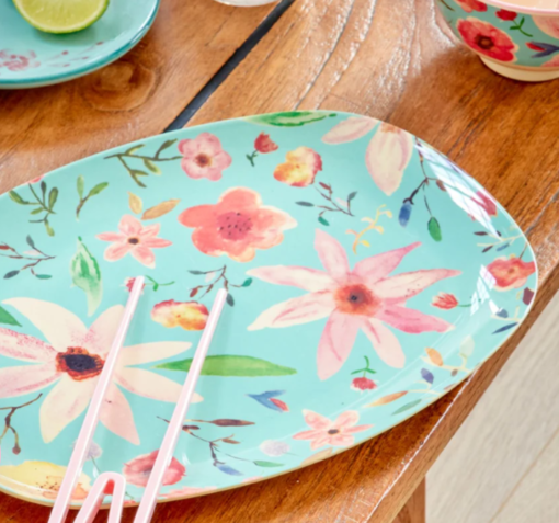 Rice rektangulær tallerk Selma flower print