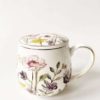 Trend design krus m/lokk og sil i gaveeske rosa/gule blomst