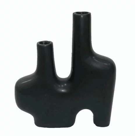 Soma vase svart 19x5,5x22cm steintøy