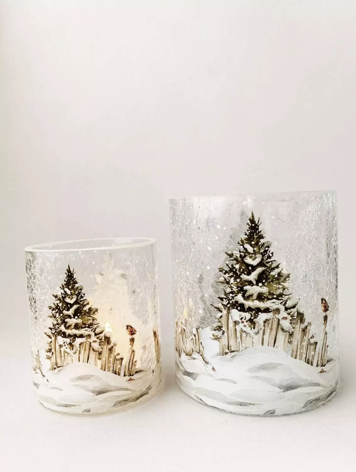 Trend Design Lysglass krakelert nostalgi vinter 11,5x13 cm