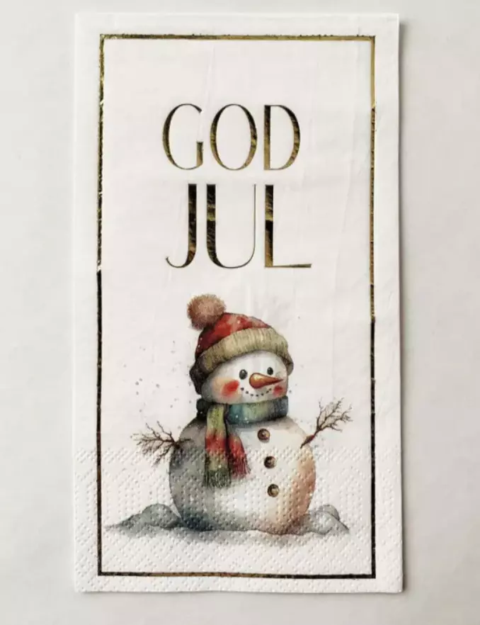 Trend Design Serviett "god jul" Snømann