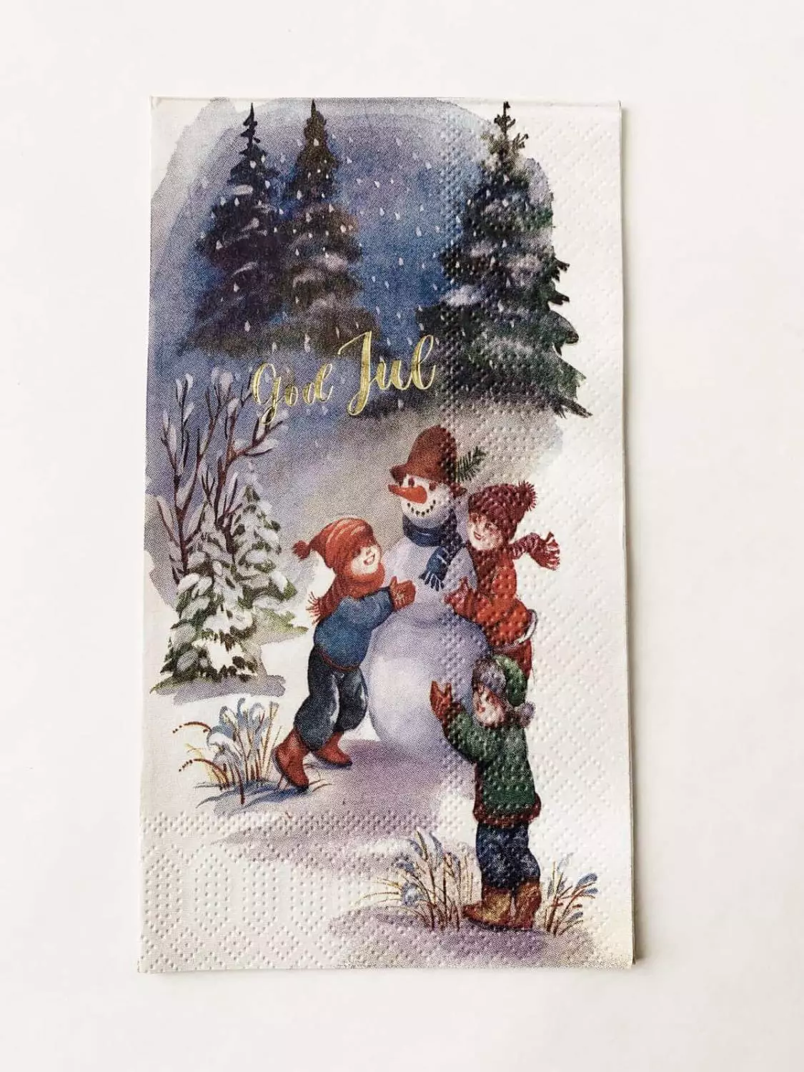 Trend Design Serviett "god jul" barn og snømann