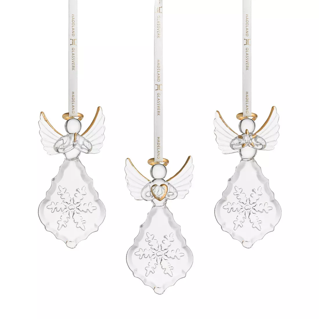 Glassengel snøfnugg 3pkn