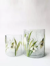 Trend Design Lysglass krakelert snøklokker 11,5×13 cm