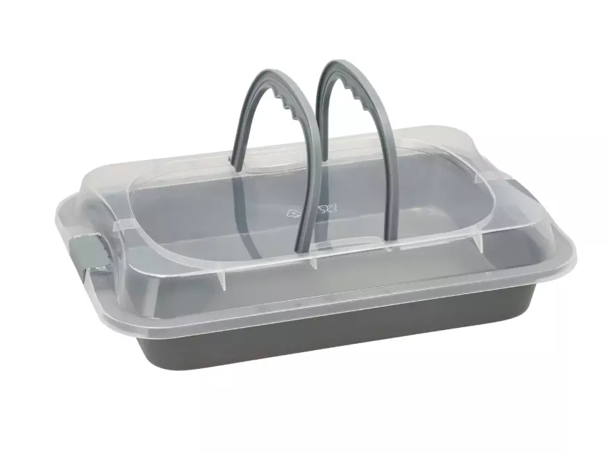 Funktion Langpanne med lokk 37,1 x 25,3 x 8,2 cm Grå