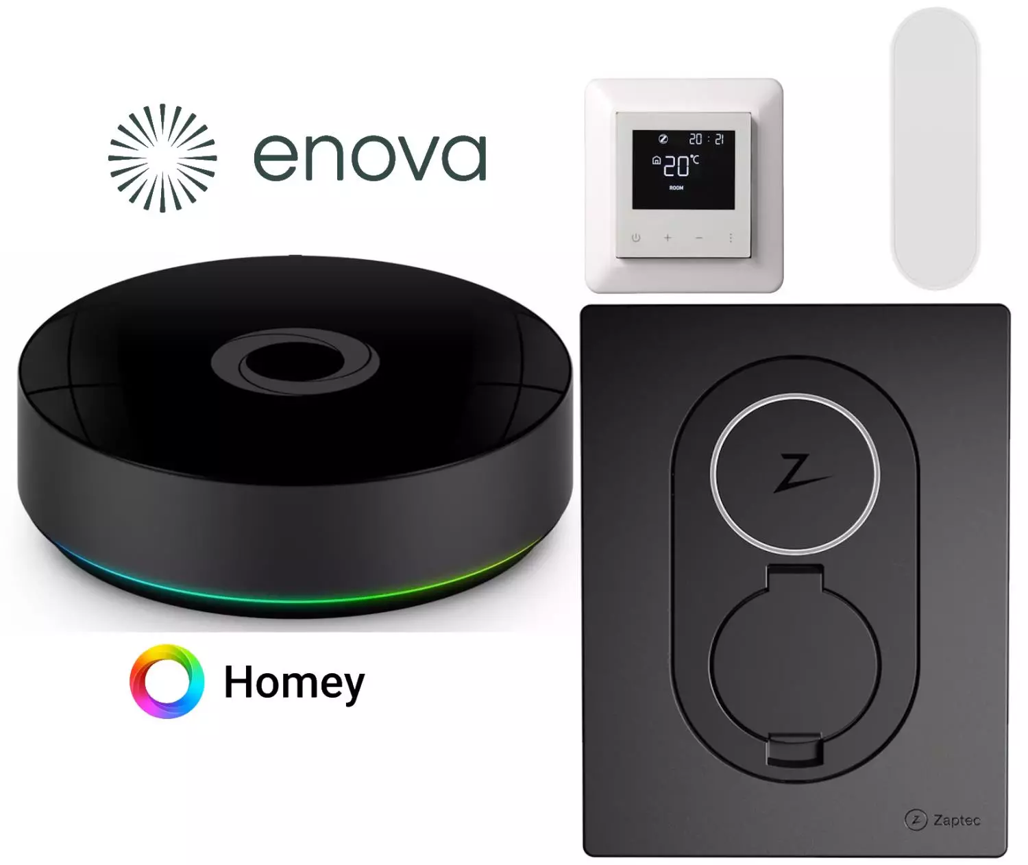 21.443 for Premium smarthuspakke med Homey Pro, Zaptec GO og termostat. Pris etter støtte.