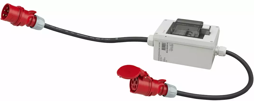 Overgang med nedsikring. Fra 32A 3-fas til 16A 3-fas 400-volt