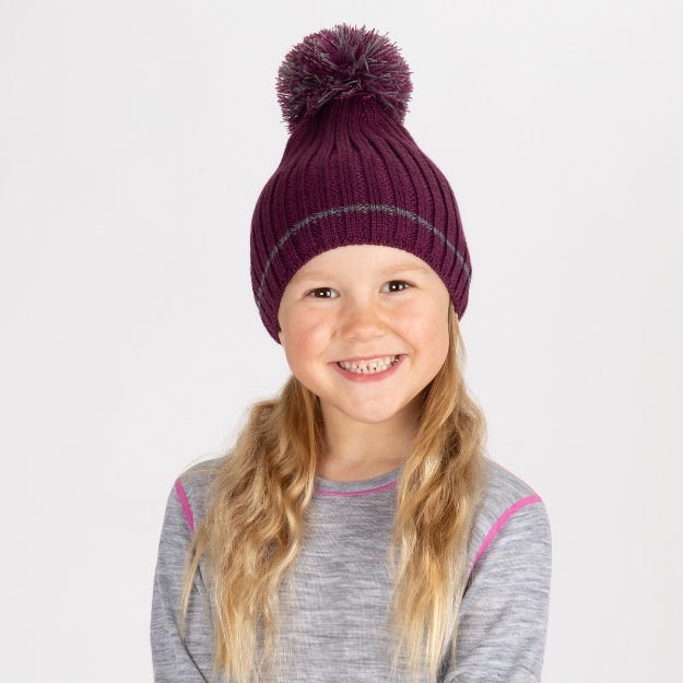 Ull lue, ribbstrikket m/dusk