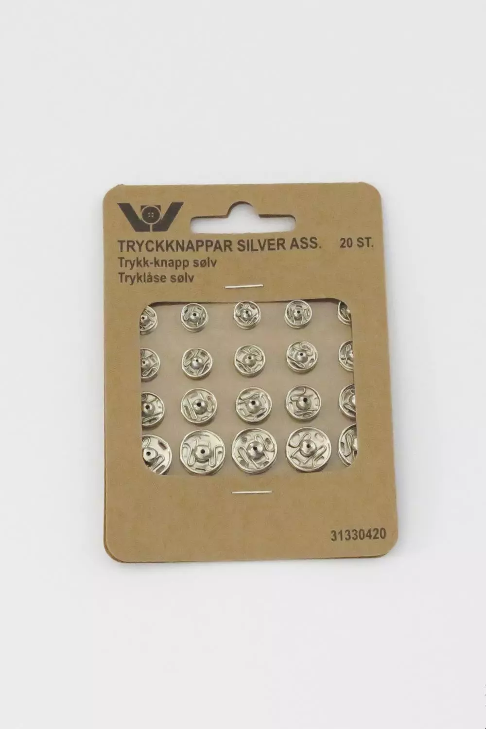 Trykknapper, Sølv 7 - 18mm + Ass
