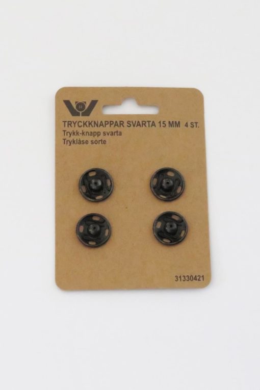 Trykknapper, Sort 9 - 18 mm
